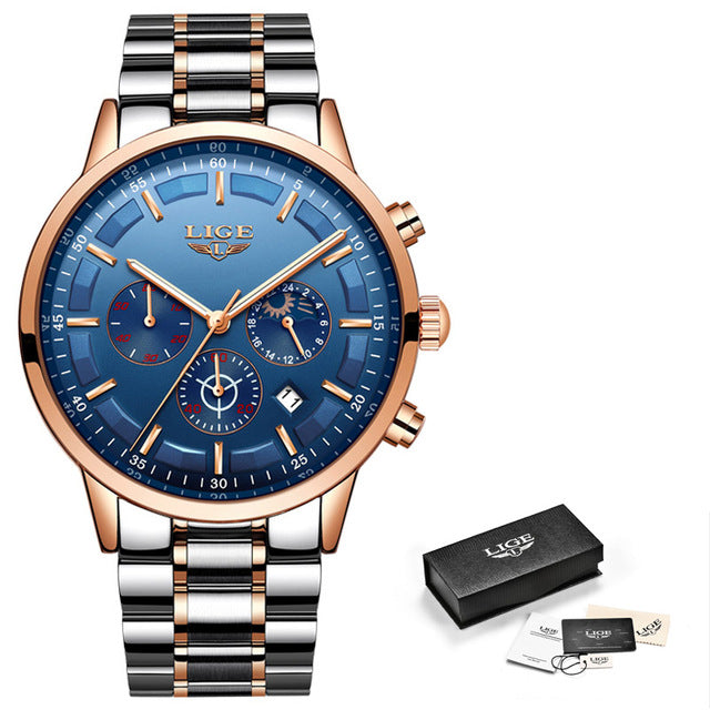 LIGE Sport Quartz Clock Mens Watches Top Brand Luxury Business Waterproof Watch - Bekro's ART