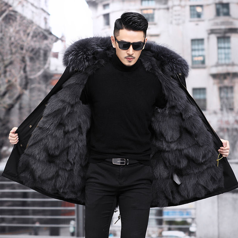 Men's Coat Winter High Quality Fashion With Hooded Lined Thick Warm Parkas Outerwear Mid-length With Long - Bekro's ART
