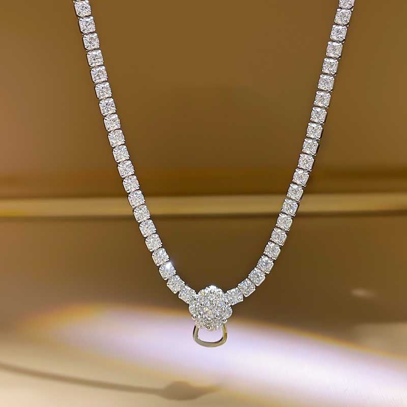 High-Definition Full Diamond Simulation Diamond Necklace Universal Chain Imported High-Carbon Diamond Advanced Sense Universal Necklace - Bekro's ART