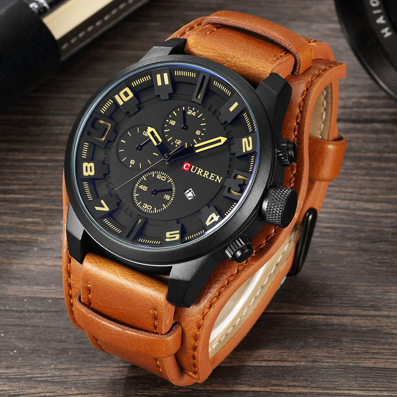 CURREN Mens Watches Military Sports Men Watch Quartz Date Clock Casual Leather Wrist Watch Relogio Masculino 8225 - Bekro's ART