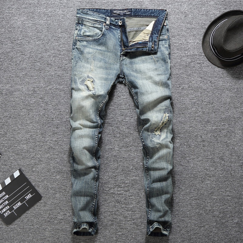 Italian Designer Men Jeans High Quality Slim Fit Cotton Ripped Jeans Homme 29-38 Balplein Brand Classical Jeans Men - Bekro's ART