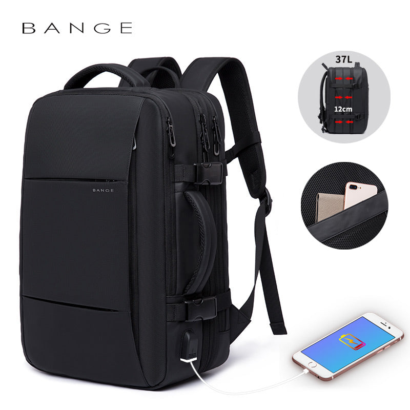 BANGE Backpack Male College Student Computer Backpack Men's Large Capacity Business Travel Waterproof And Expandable Men's Bag - Bekro's ART