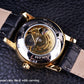 Forsining Hollow Engraving Skeleton Casual Designer Black Golden Case Gear Bezel Watches Men Luxury Brand Automatic Watches - Bekro's ART
