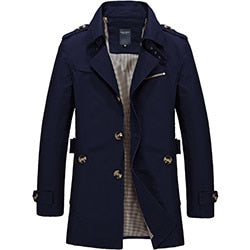 Men Jacket Coat Long Section Fashion Trench Coat Jaqueta Masculina Veste Homme Brand Casual Fit Overcoat Jacket Outerwear - Bekro's ART