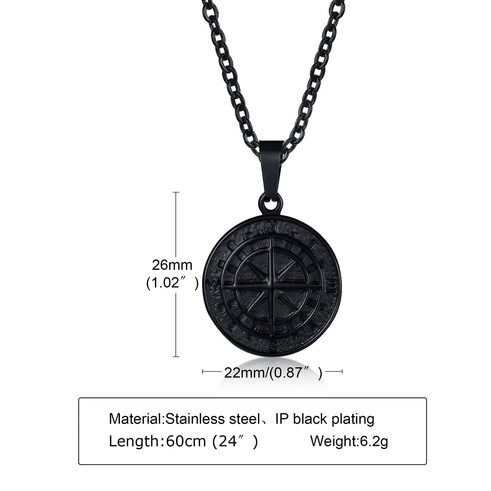 Compass Pendant Gold Coin Compass Men's Hip Hop Necklace Jewelry - Bekro's ART