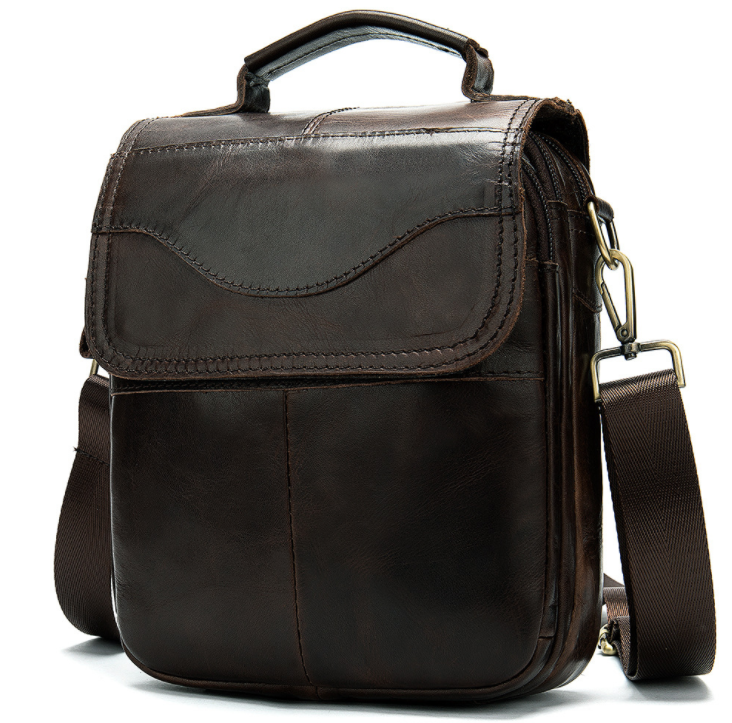 Quality Original Leather Male Casual Shoulder Messenger bag  Fashion Cross-body Bag 8" Pad Tote Mochila Satchel bag 144 - Bekro's ART