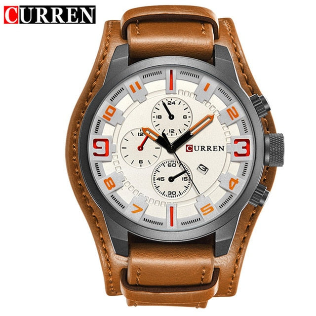 CURREN Mens Watches Military Sports Men Watch Quartz Date Clock Casual Leather Wrist Watch Relogio Masculino 8225 - Bekro's ART