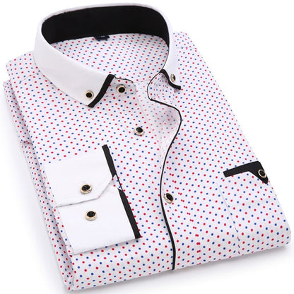 Casual Long Sleeved Printed shirt Slim Fit Male Social Business Dress Shirt Brand Men Clothing - Bekro's ART