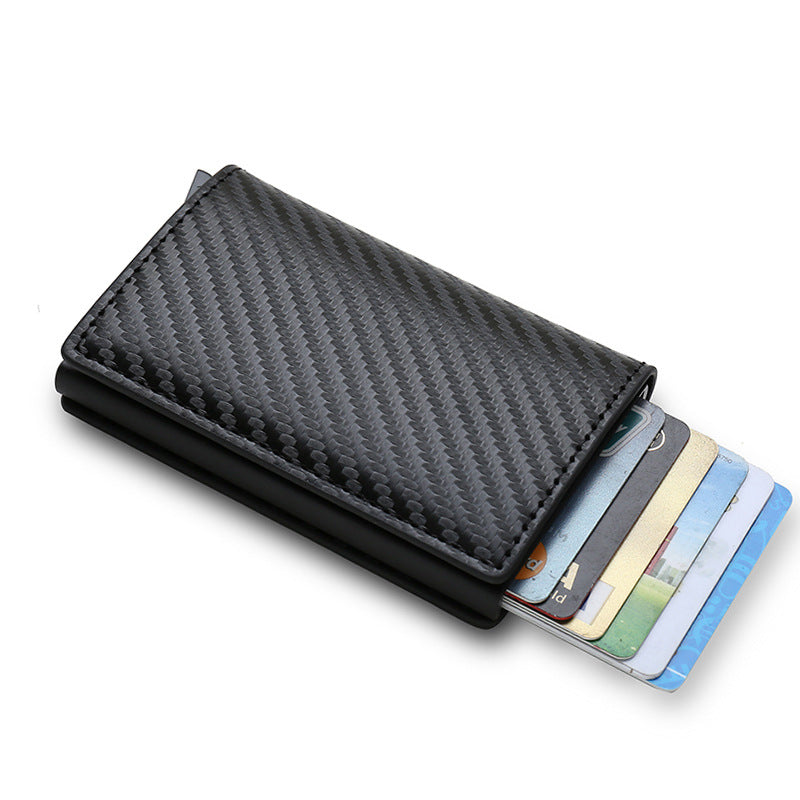 RFID Anti-Theft Swipe Automatic Pop-Up Card Holder Ultra-Thin Credit Card Holder Men's Multi-Card Slot Carbon Fiber Wallet - Bekro's ART