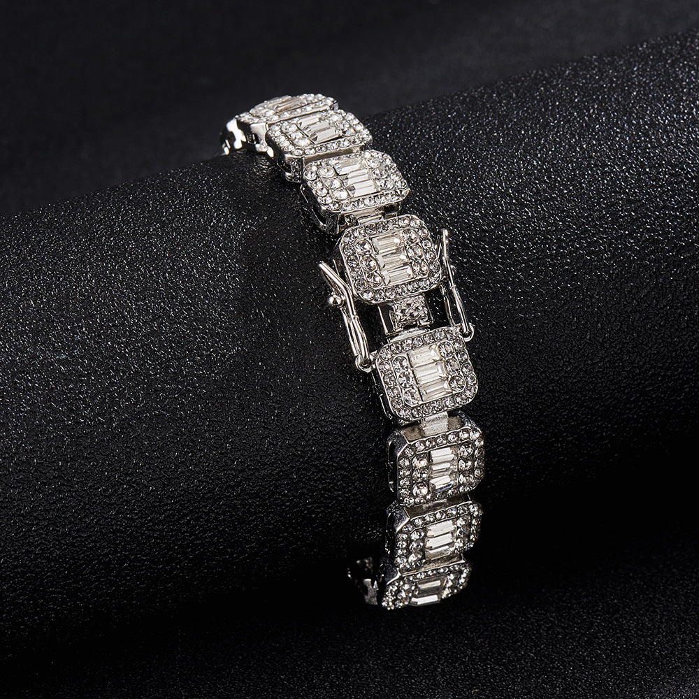 Fashion New Square Rock Candy Chain 12mm Necklace Bracelet Street Hip Hop Women's Jewelry Accessories - Bekro's ART