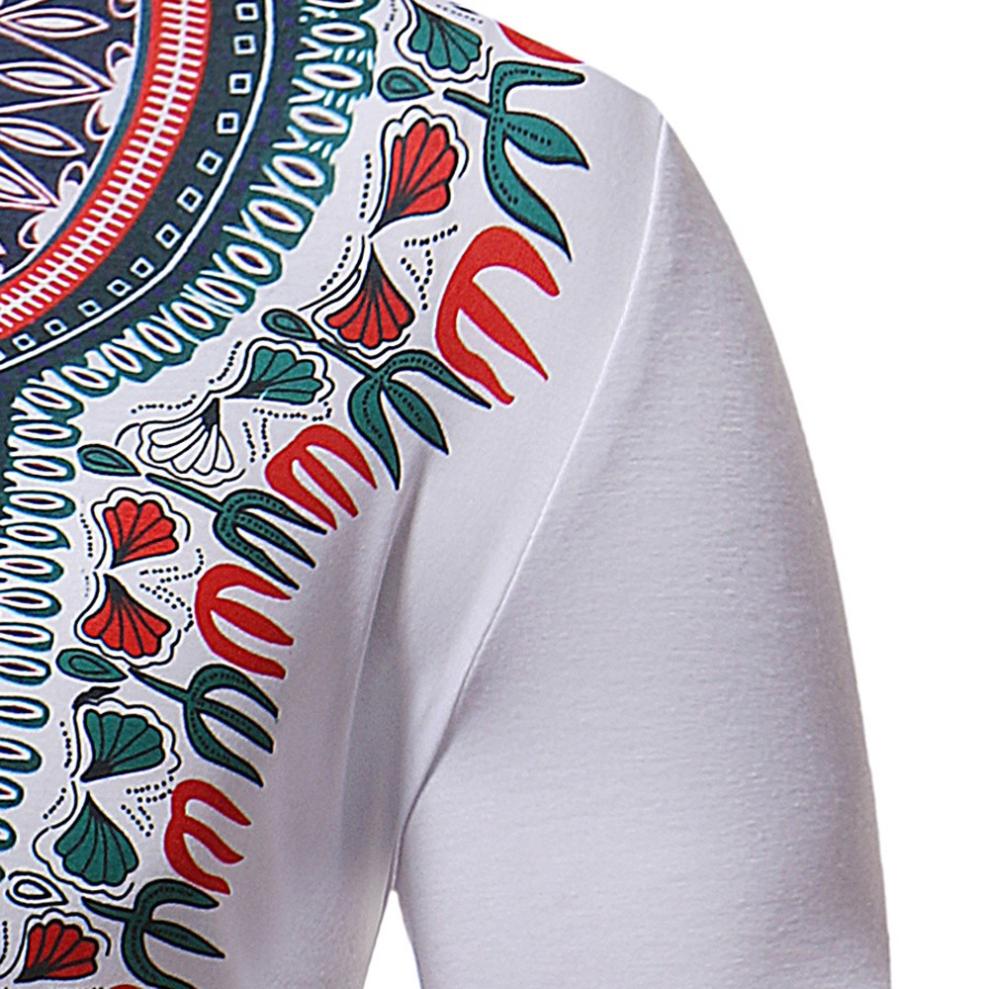 Mens T Shirt African Style Comf Slim Fit Short Sleeve Printed Tee T-shirt Casual Tops - Bekro's ART