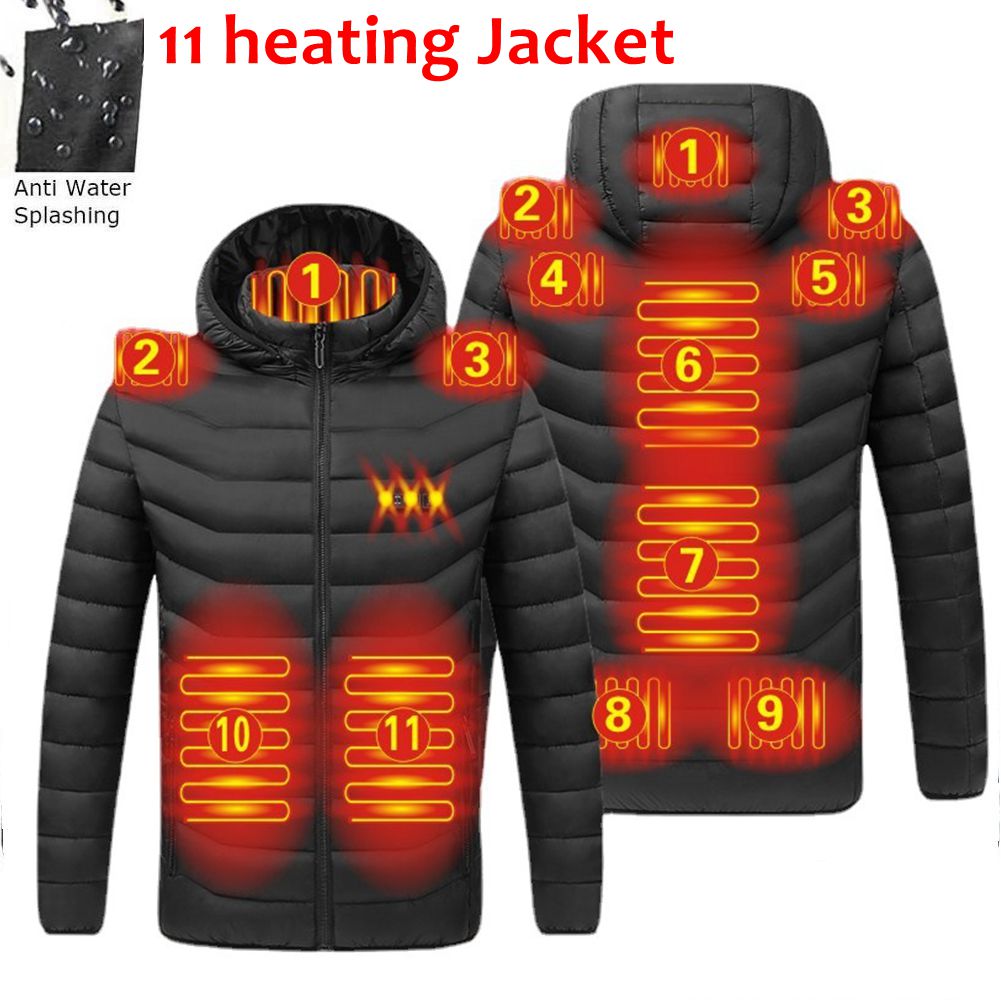 Men Winter Warm USB Heating Jackets Smart Thermostat Pure Color Hooded Heated Clothing Waterproof  Warm Jackets - Bekro's ART