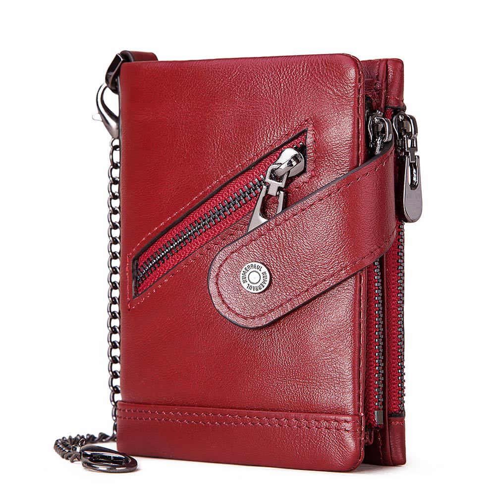 Leather RFID Wallet Independent Station Men's New Double Zipper Anti-Magnetic Anti-Theft Brush Tri-fold Coin Purse - Bekro's ART