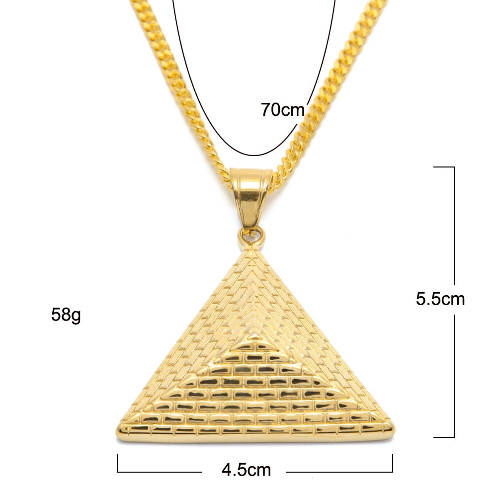Hip-hop Egypt Jewelry  Pyramid Three-dimensional Inverted Triangle Pendant Women/Men Necklace - Bekro's ART