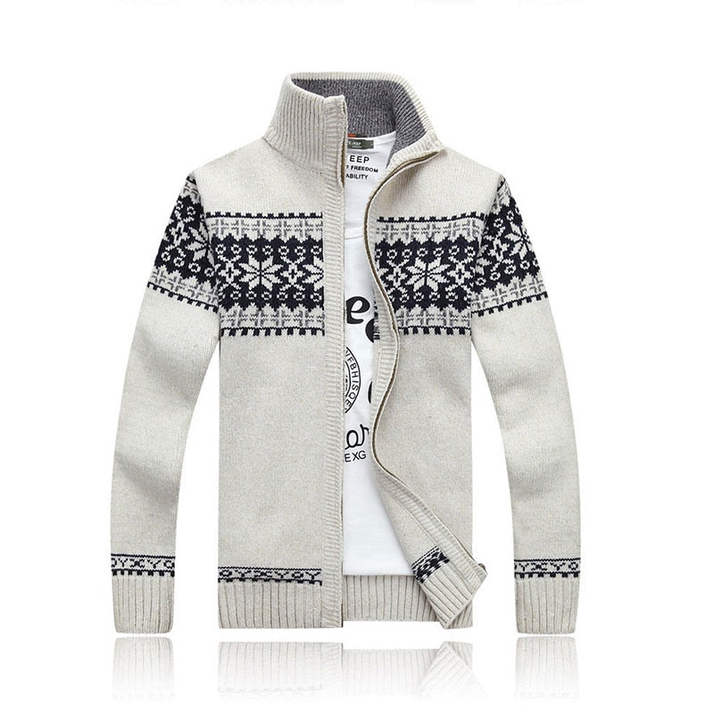 Autumn Winter Men's Sweater Coat  Jackets Men Zipper Knitted Thick Coat Warm Casual Knitwear Cardigan - Bekro's ART