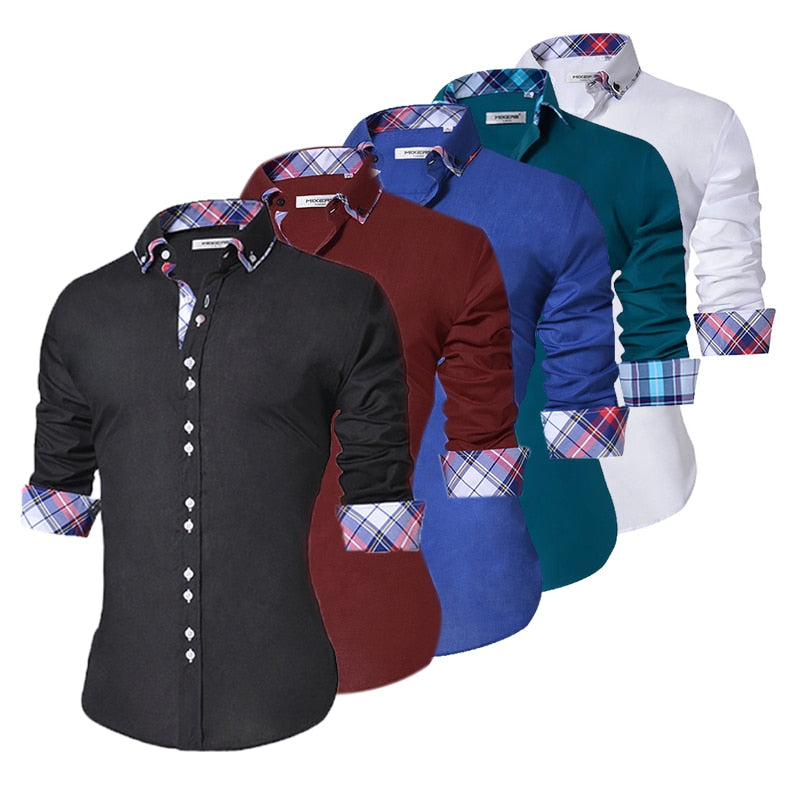 Men's Casual Shirt Slim Fit Men's Casual Button Down Shirt Long Sleeve Formal Dress Shirts Men Male Clothing Camisa - Bekro's ART