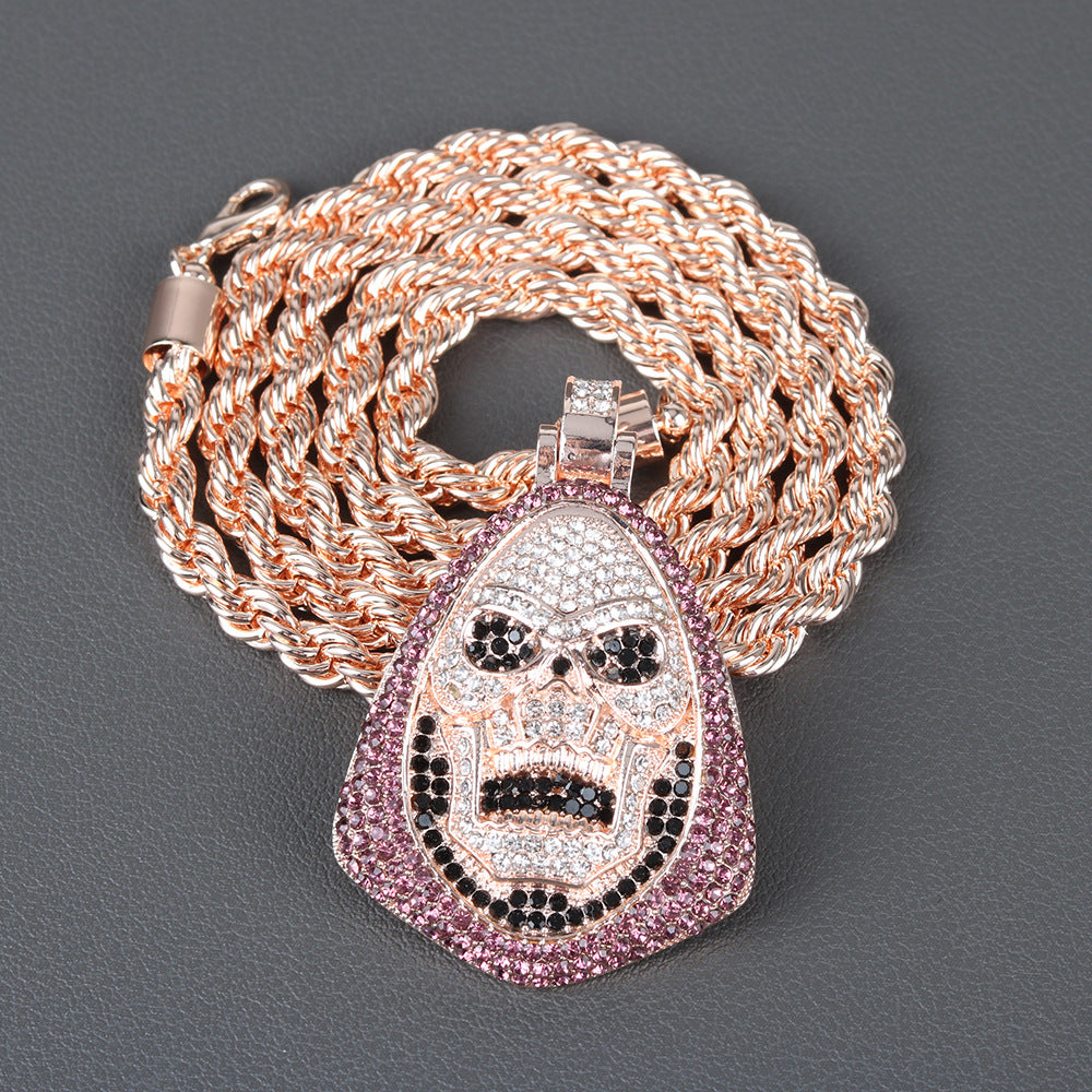 Hip-Hop Personality New Skull t Full Diamond Men And Couple Necklace Pendant - Bekro's ART