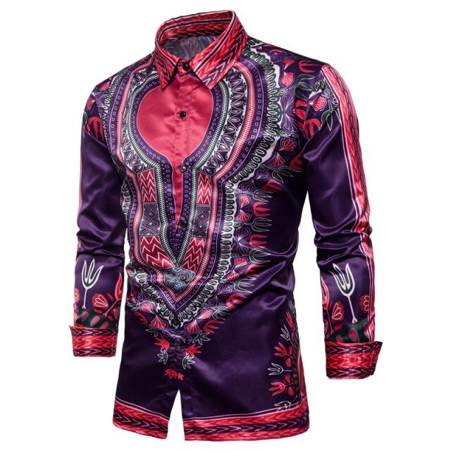 Africa Clothing Men's Shirt Print Bazin African Dresses for Man Long Sleeve Autumn Winter Traditional Fashion Clothes - Bekro's ART