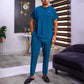 Summer New Men's Sets Short Sleeve Round Neck Solid Color Simple Shirt and Casual Pants Two-piece African Men's Suit - Bekro's ART