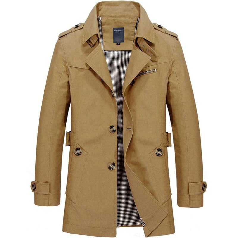Men Jacket Coat Long Section Fashion Trench Coat Jaqueta Masculina Veste Homme Brand Casual Fit Overcoat Jacket Outerwear - Bekro's ART