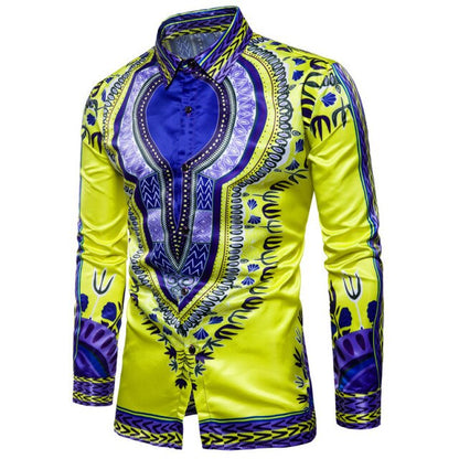 Africa Clothing Men's Shirt Print Bazin African Dresses for Man Long Sleeve Autumn Winter Traditional Fashion Clothes - Bekro's ART