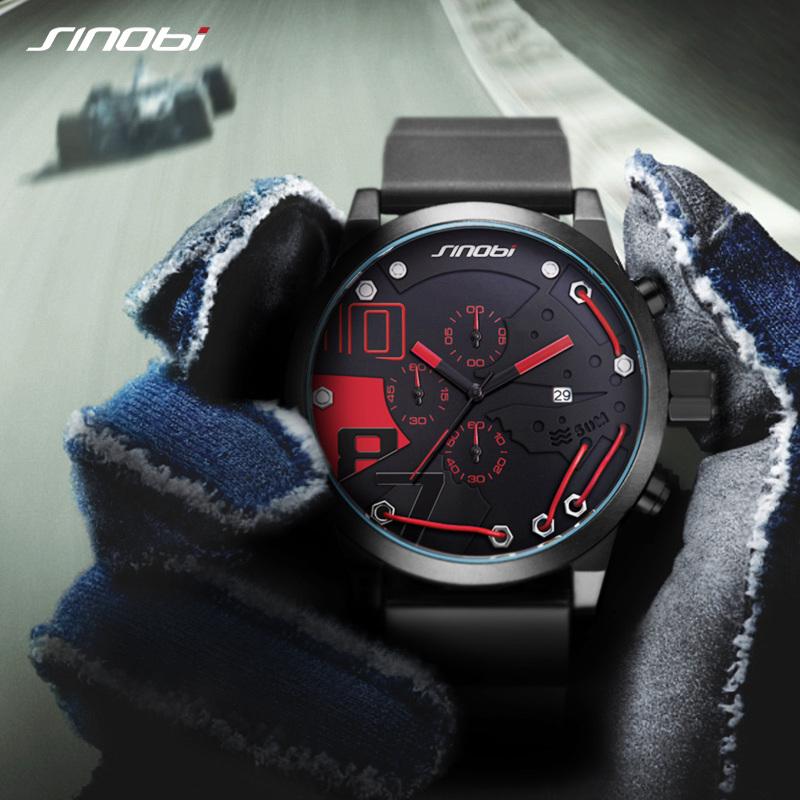 SINOBI Men Watches Full Steel Quartz Clock Racing Sport Chronograph Watch - Bekro's ART
