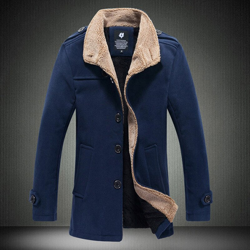 Jacket Men Winter Fleece Plus Velvet Thick Warm Coat Mens Slim Fit Trench Overcoat Male Outdoor Windproof Jackets Long Outwear - Bekro's ART