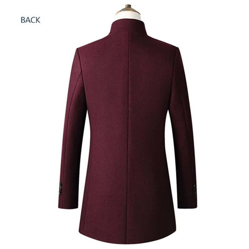 New Brand Autumn Winter 30% Wool Men Thick Coats Stand Collar Male Fashion Wool Blend Jackets Outerwear Smart Casual Trench - Bekro's ART