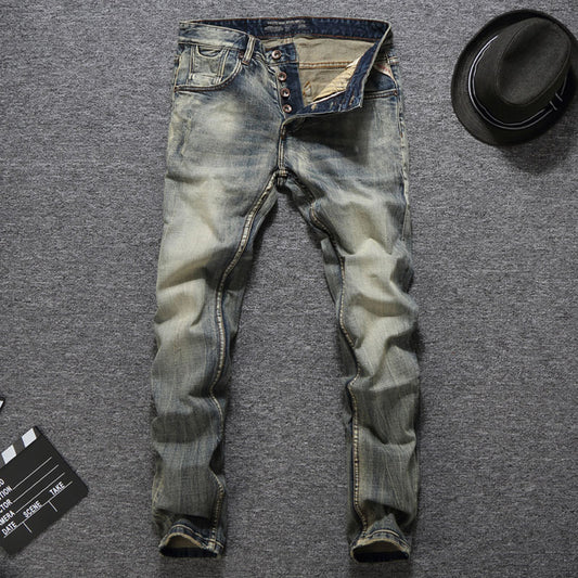 Italian Vintage Designer Men Jeans Good Quality Casual Pants Slim Fit Buttons Classical Jeans Balplein Brand Jeans Men - Bekro's ART
