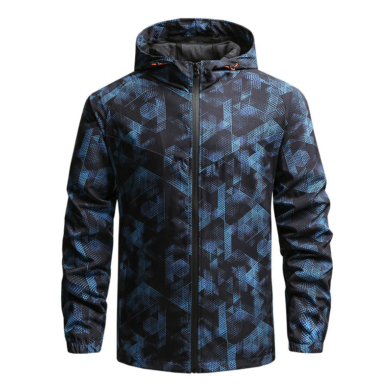 Spring And Fall Trench Coat Men Hooded Long Sleeve Full Print Sports Casual Thin Jacket - Bekro's ART