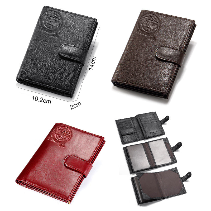 Genuine Leather Men's Wallet First Layer Leather Business Casual Wallet Large Capacity Multifunctional Passport Book - Bekro's ART
