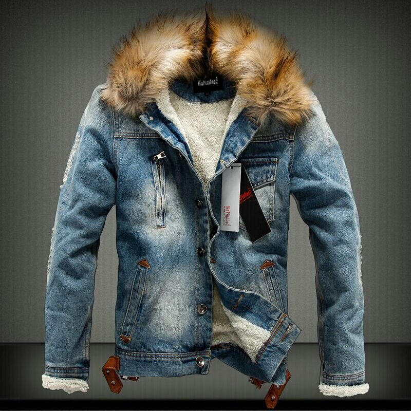 Men Thick Style Jeans Jacket Coat - Bekro's ART