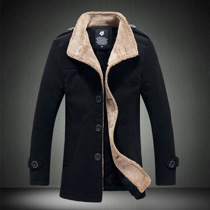 Jacket Men Winter Fleece Plus Velvet Thick Warm Coat Mens Slim Fit Trench Overcoat Male Outdoor Windproof Jackets Long Outwear - Bekro's ART