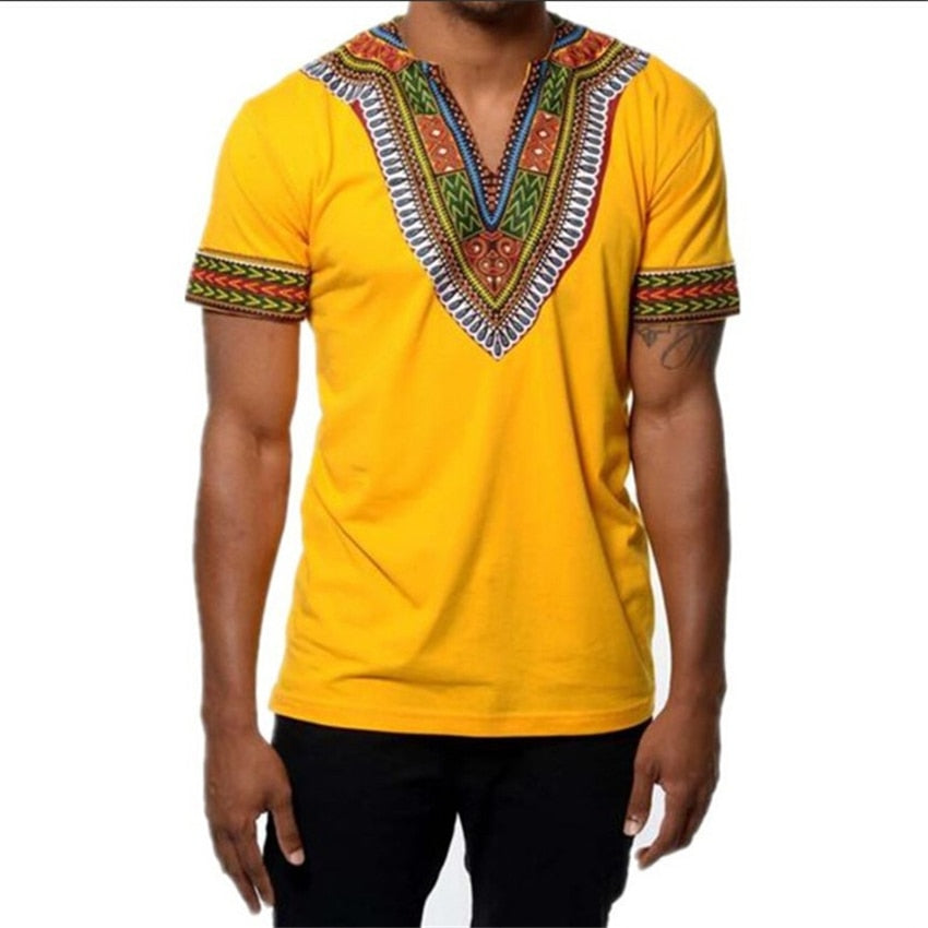 6Color 2022 Fashion Summer Men Top African Clothing Africa Dashiki Dress Print Rich bazin Casual Short Sleeve T Shirt for Mans - Bekro's ART