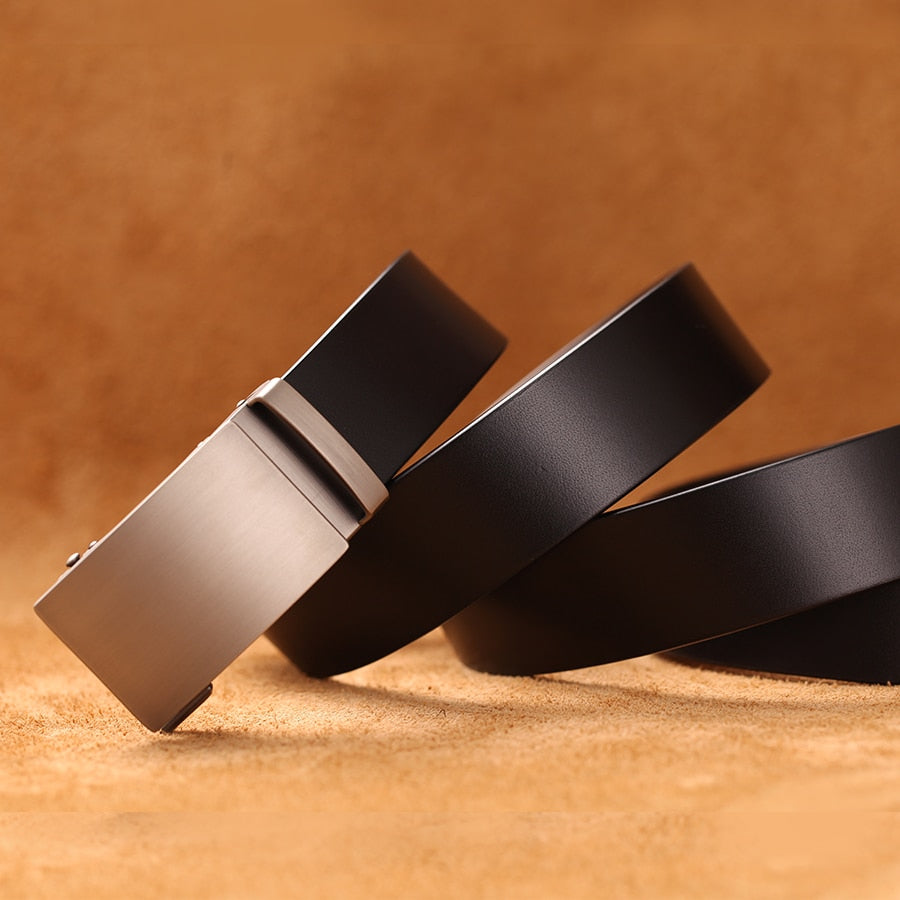 Genuine Cow Leather Automatic Belt For Men Formal Automatic Buckle Belt  Genuine Leather Mens business Strap - Bekro's ART