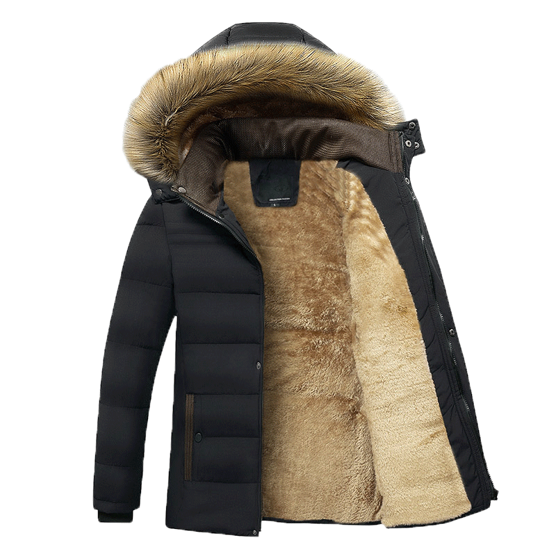 Winter New Warm Thick Fleece Parkas Men Waterproof Hooded Collar Parka Jacket Coat Men Autumn Fashion Casual Parkas Men - Bekro's ART