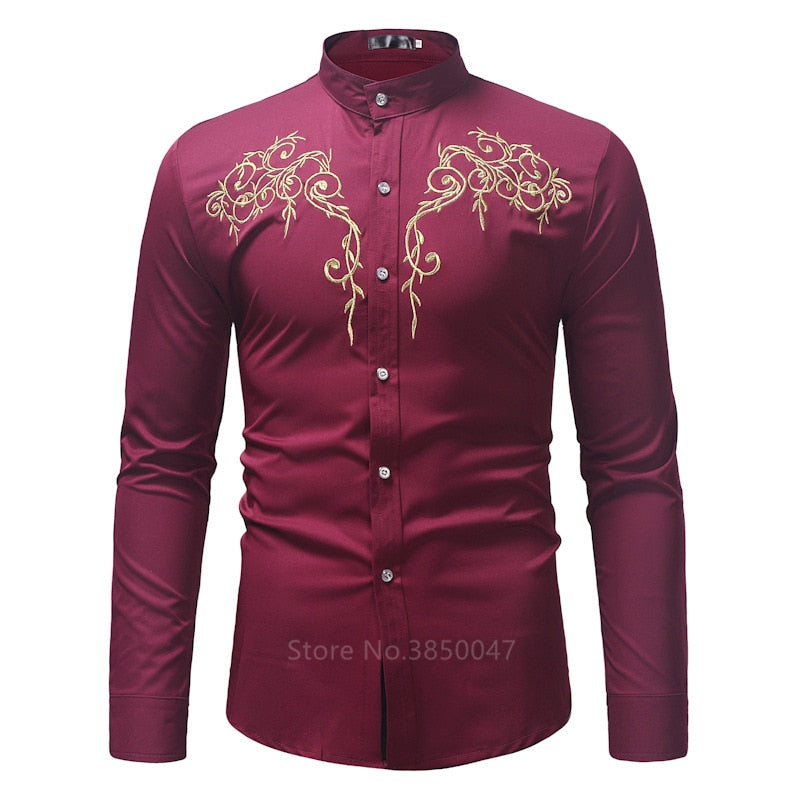 African Clothes for Men Shirt Dashiki Long Sleeve Embroidery Rich Bazin Print Traditional Africa Fashion Dresses Clothing - Bekro's ART