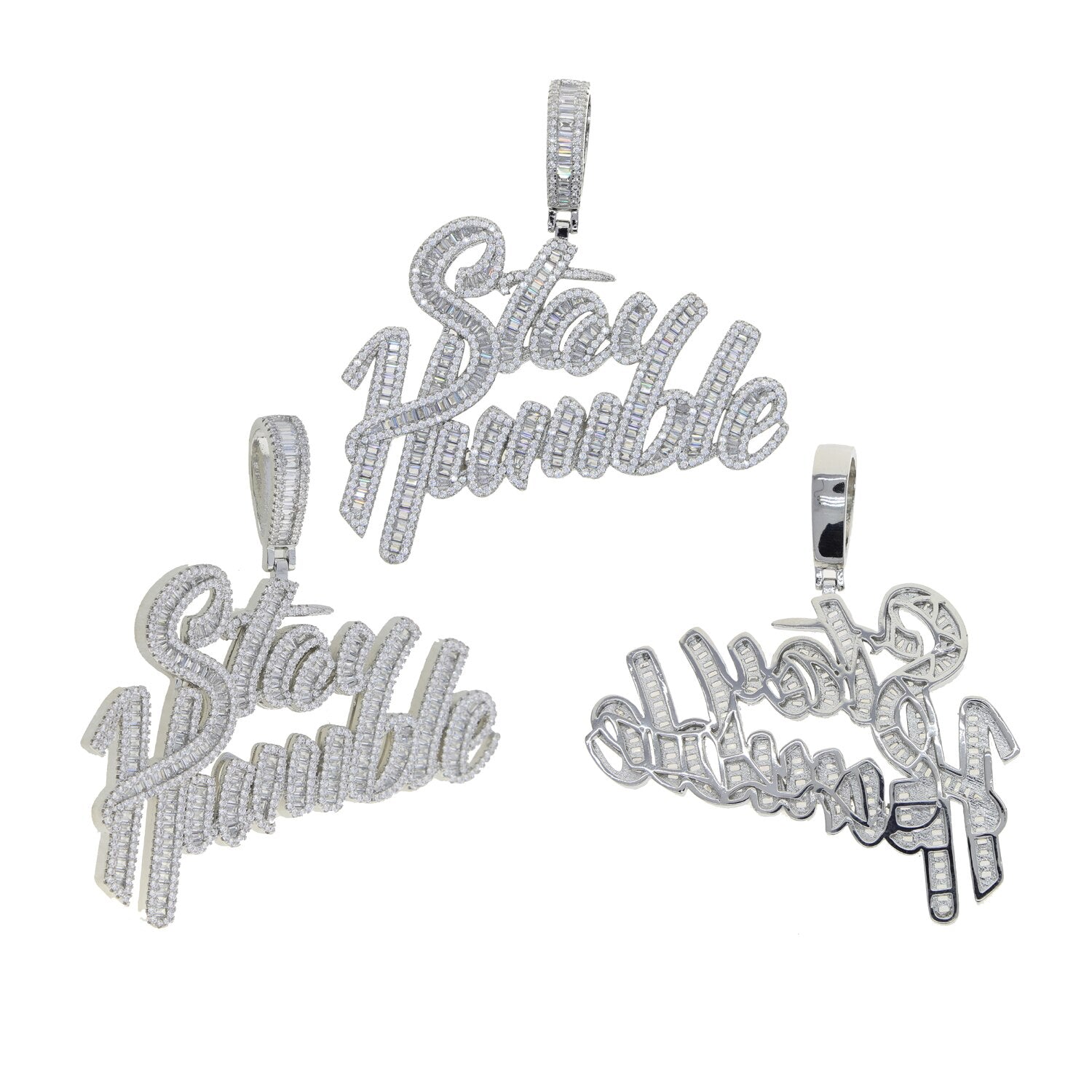 New Arrived Bling Iced Out Stay Humble Letters Pendants Paved 5A Cubic Zirconia Necklaces For Men Hip Hop Rapper CZ Jewelry - Bekro's ART
