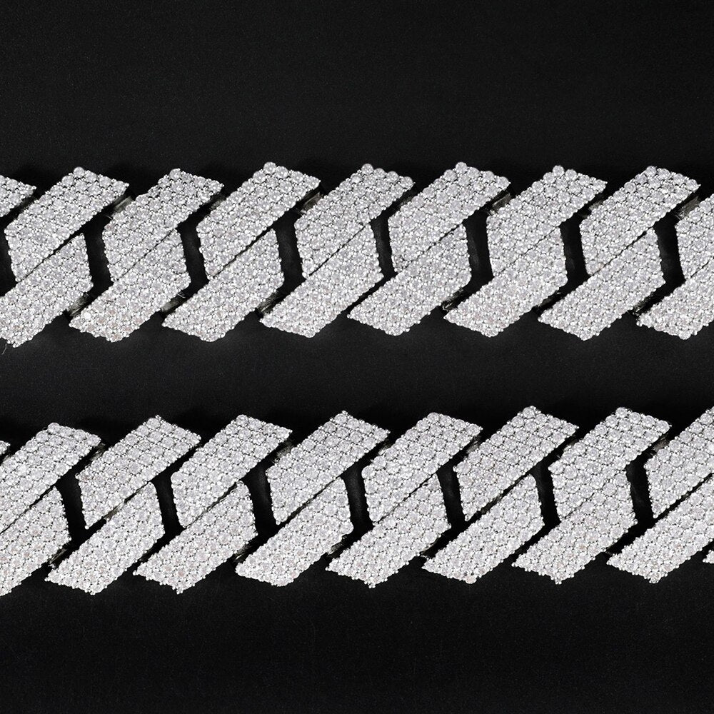 AZ 20mm New Square Iced Out Necklaces Cuban Link Chain Necklaces for Men Hip Hop Bling Zircon Goth Choker Free Shipping - Bekro's ART