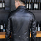 Mauroicardi Spring Short Cool Black Leather Biker Jacket Men Long Sleeve Zipper Waterproof Faux Leather Jackets for Men Style - Bekro's ART