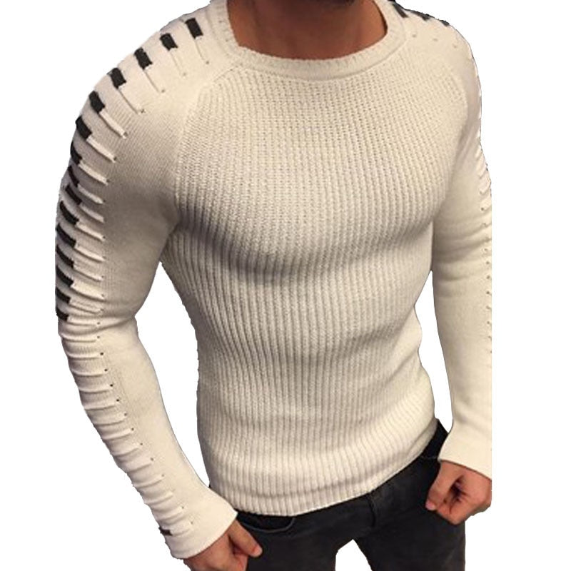 Spring Winter Sweater Men Casual Pullover Men Long Sleeve O-Neck Patchwork Knitted Solid Men Sweaters - Bekro's ART