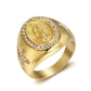 Religious Gold Color Virgin Mary Rings for Men  Iced Out CZ Ring Hip Hop Christian Jewelry - Bekro's ART
