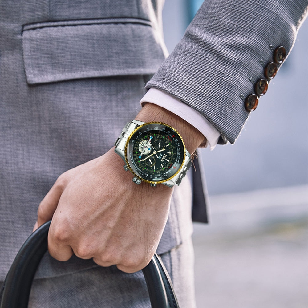JARAGAR Tourbillon Wrist Watches for Men Automatic Mechanical Military Male Watch Calendar Multi Function Top Brand Luxury Reloj - Bekro's ART