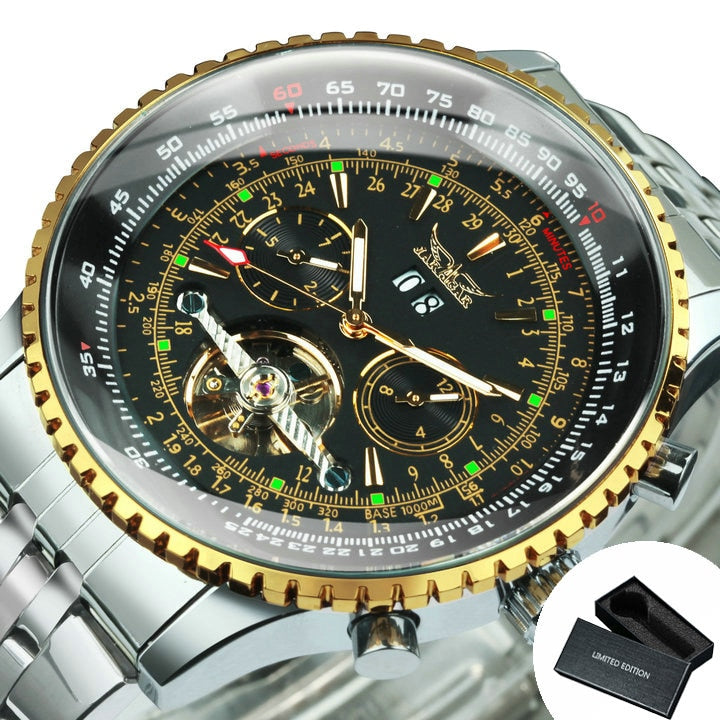 JARAGAR Tourbillon Wrist Watches for Men Automatic Mechanical Military Male Watch Calendar Multi Function Top Brand Luxury Reloj - Bekro's ART