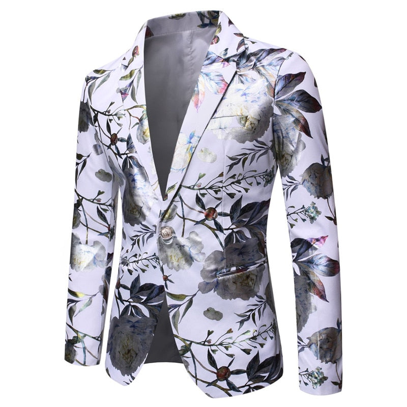 Male Suit Blazer Printed Men Slim Fit Jacket Vintage Suits Fashion Luxury Formal wedding Dress Stage Costumes for Singers - Bekro's ART