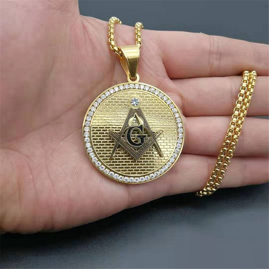 Hip Hop  Masonic Symbol Necklaces &amp; Pendants For Women/Men Gold Color Free-mason Fashion Jewelry - Bekro's ART