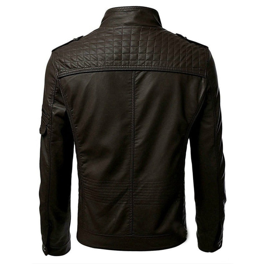 New Street Leather Jacket Men Winter Fleece Motorcycle Pu Leahter Jacket Male Stand Collar Casual Windbreaker Slim Coat - Bekro's ART