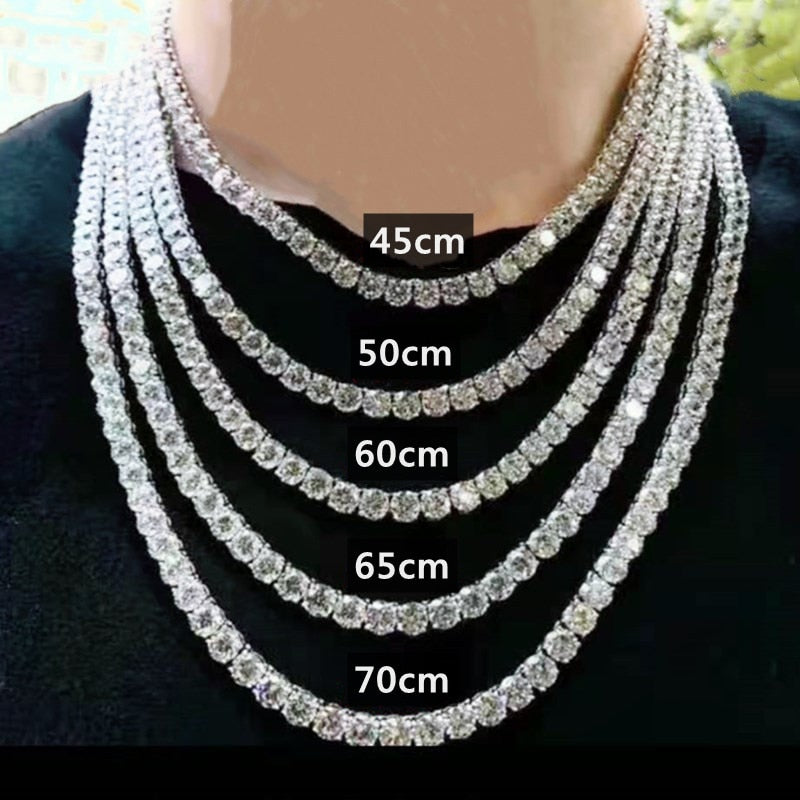 Hip Hop Iced Out 5MM Mens womens Necklaces 1Row Rhinestone Choker Bling Crystal Tennis Chain Necklace for Men Jewelry Bracelet - Bekro's ART