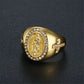 Religious Gold Color Virgin Mary Rings for Men  Iced Out CZ Ring Hip Hop Christian Jewelry - Bekro's ART