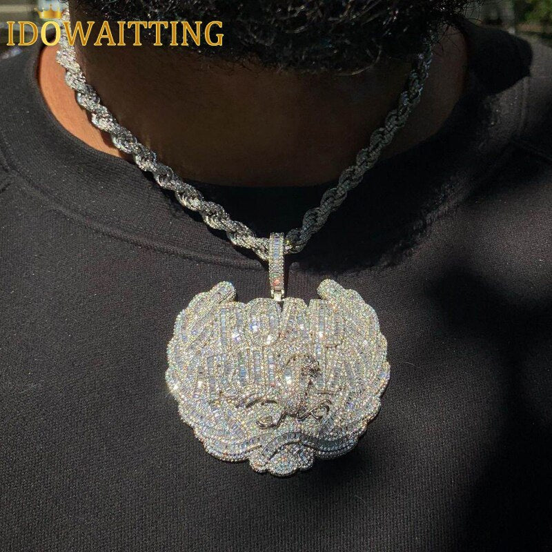 Luxury Full Paved Hip Hop Iced Out Men Jewelry Bling 5A Cubic Zirconia CZ Two Tone Rose Gold Color Road Runna Pendant Necklace - Bekro's ART